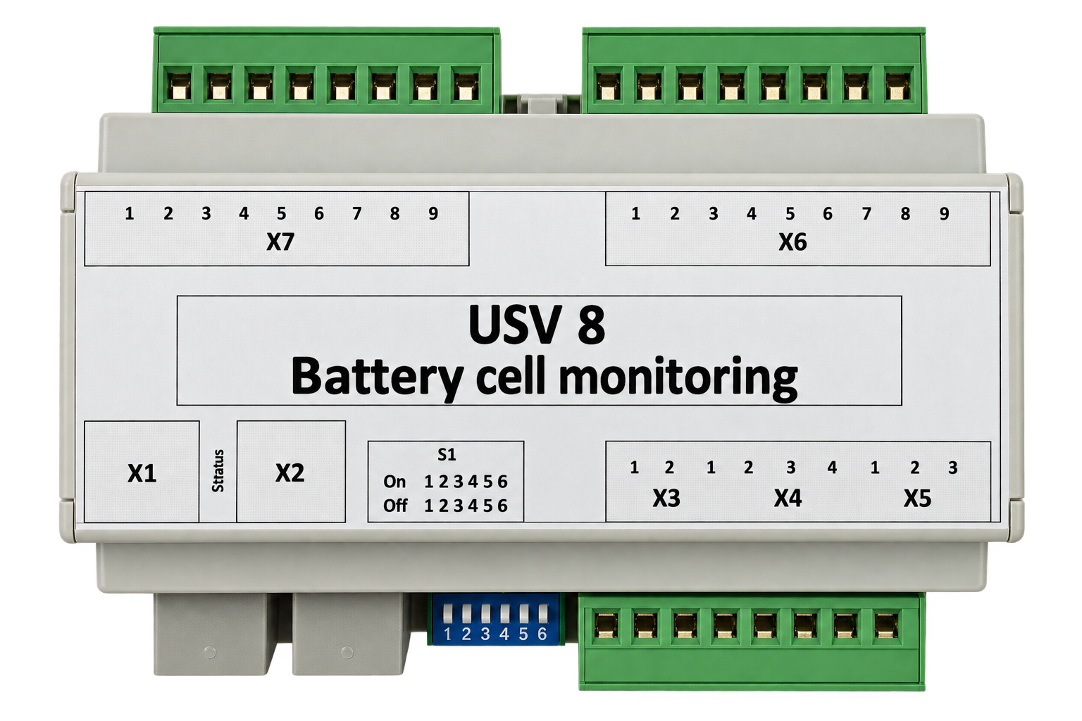 USV08 Batterieüberwachungsmodul in Frontansicht